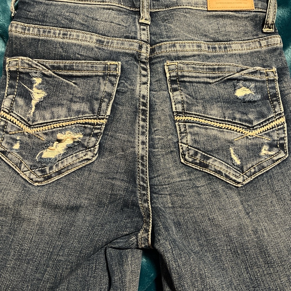 BKE Women's Distressed Blue Boot Cut Jeans